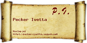 Pecker Ivetta névjegykártya